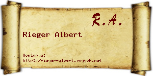 Rieger Albert névjegykártya